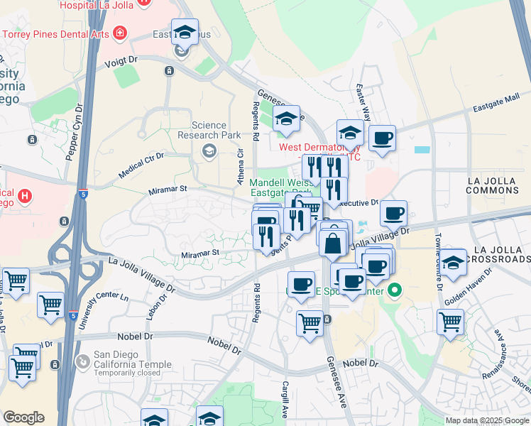map of restaurants, bars, coffee shops, grocery stores, and more near in San Diego County