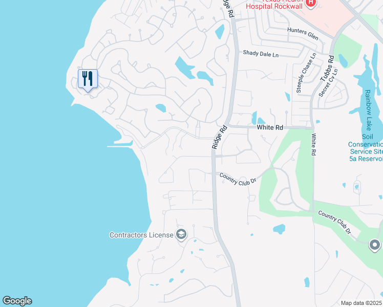 map of restaurants, bars, coffee shops, grocery stores, and more near 4 Lakeway Drive in Rockwall