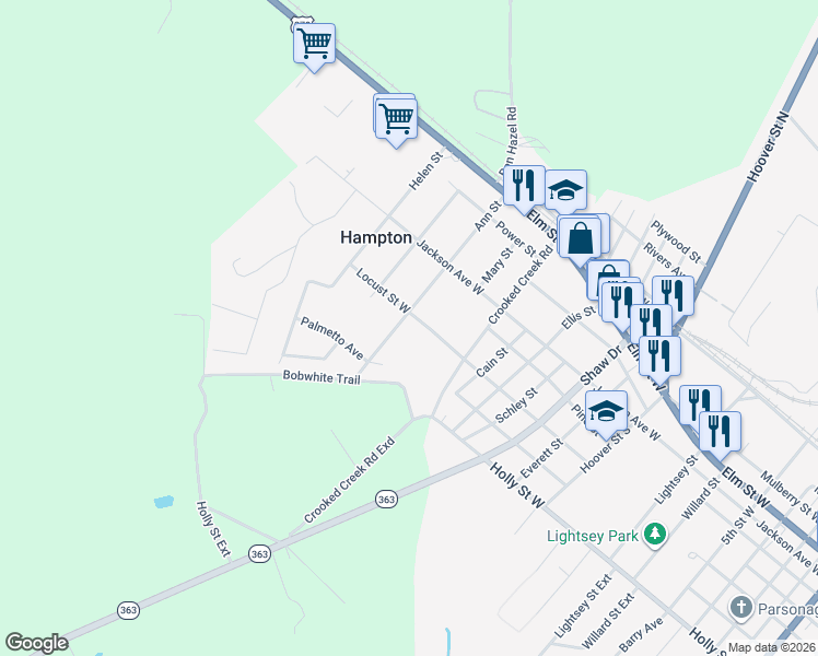 map of restaurants, bars, coffee shops, grocery stores, and more near 1508 Locust Street West in Hampton