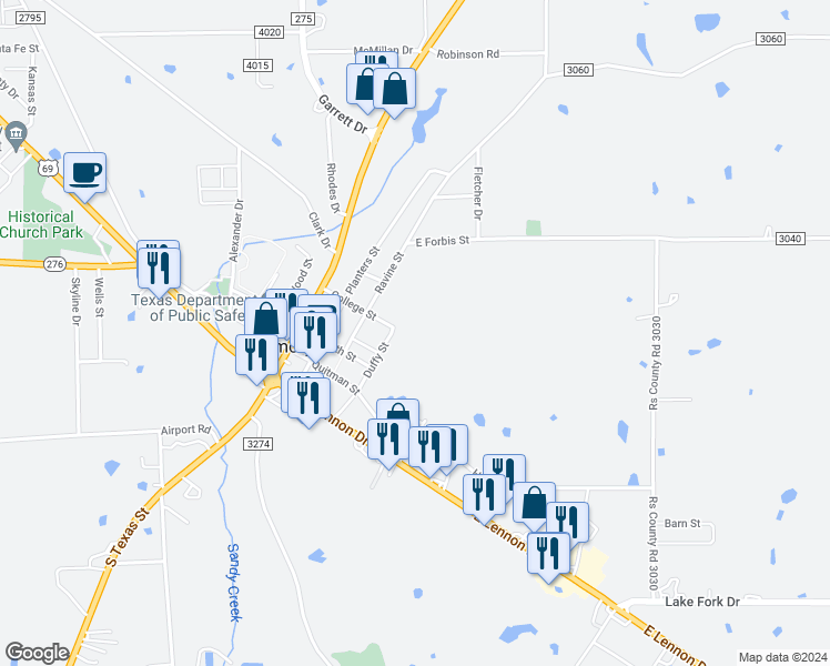 map of restaurants, bars, coffee shops, grocery stores, and more near 100 Duffy St in Emory