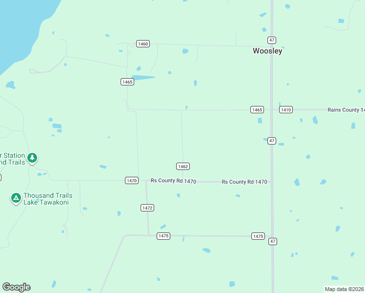 map of restaurants, bars, coffee shops, grocery stores, and more near County Road 1462 in Rains County