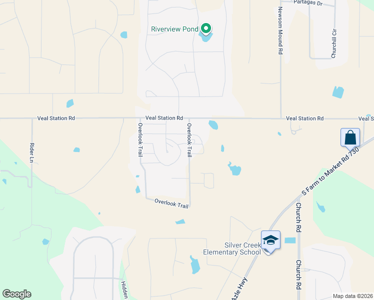 map of restaurants, bars, coffee shops, grocery stores, and more near 123 Overlook Trail in Azle