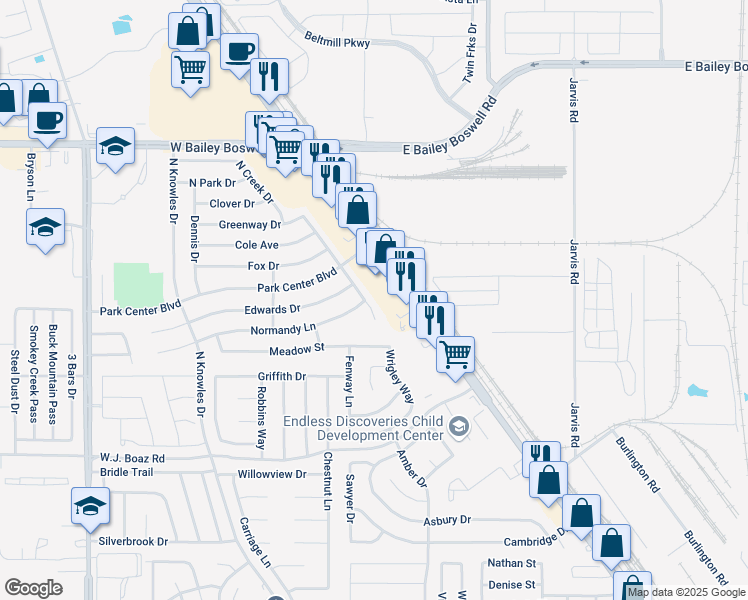 map of restaurants, bars, coffee shops, grocery stores, and more near 1024 Georgian Road East in Saginaw