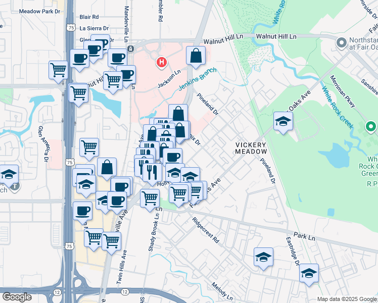 map of restaurants, bars, coffee shops, grocery stores, and more near 7118 Greenville Avenue in Dallas