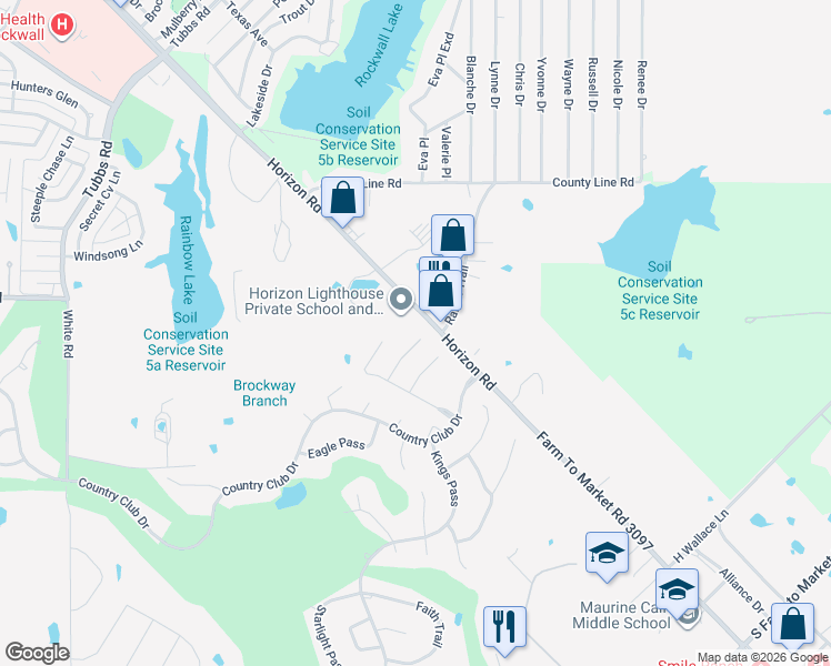 map of restaurants, bars, coffee shops, grocery stores, and more near 9 Center Court in Heath