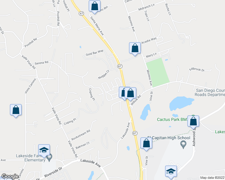 map of restaurants, bars, coffee shops, grocery stores, and more near 43 Calle Del Cielo in Lakeside
