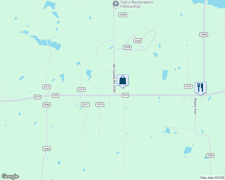 map of restaurants, bars, coffee shops, grocery stores, and more near 139 Rs County Road 3330 in Emory