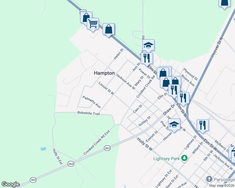map of restaurants, bars, coffee shops, grocery stores, and more near 1508 Locust Street West in Hampton