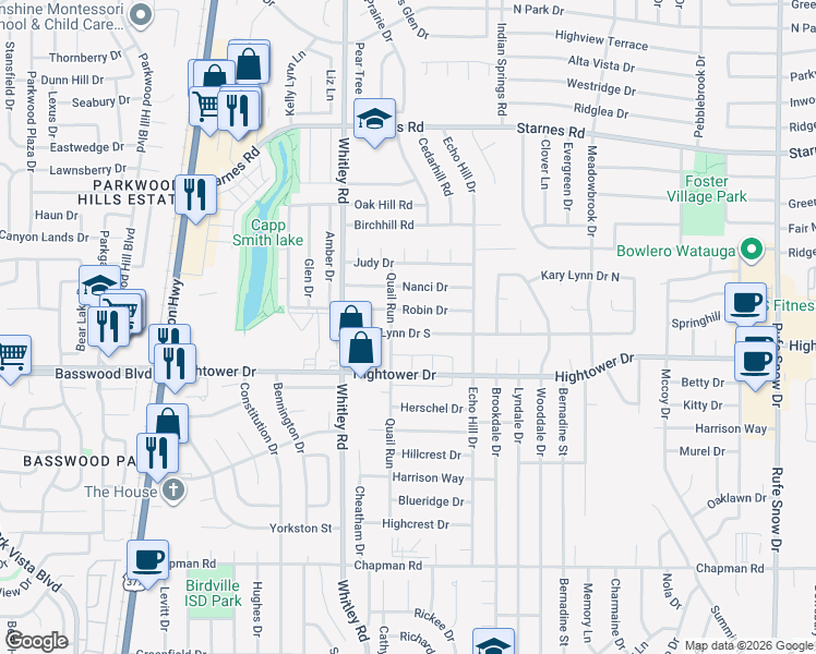 map of restaurants, bars, coffee shops, grocery stores, and more near 6009 Kary Lynn Drive South in Watauga
