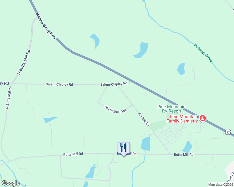 map of restaurants, bars, coffee shops, grocery stores, and more near 20 Kimbell Road in Pine Mountain