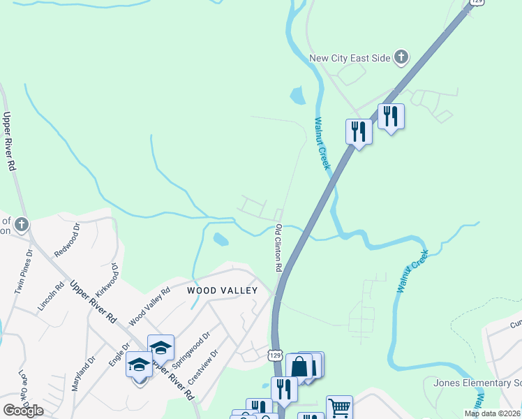 map of restaurants, bars, coffee shops, grocery stores, and more near 2050 Old Clinton Road in Macon