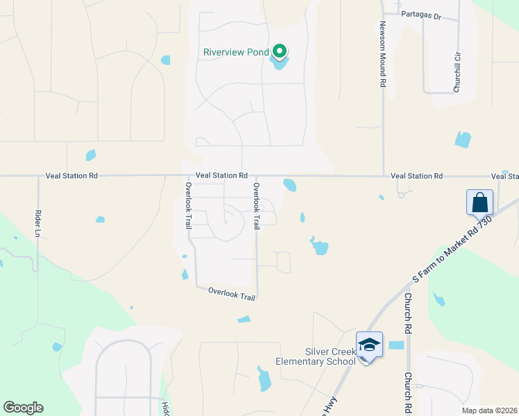 map of restaurants, bars, coffee shops, grocery stores, and more near 123 Overlook Trail in Azle