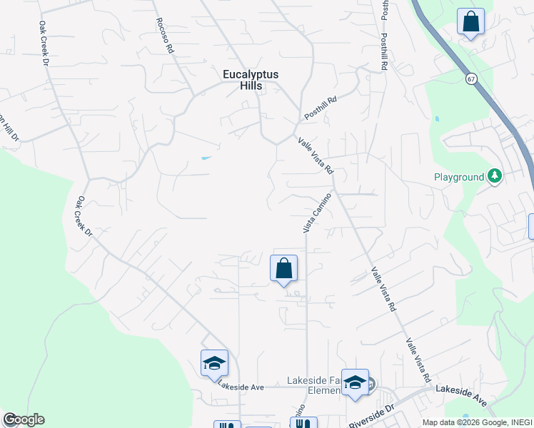 map of restaurants, bars, coffee shops, grocery stores, and more near 11128 Pinehurst Drive in Lakeside