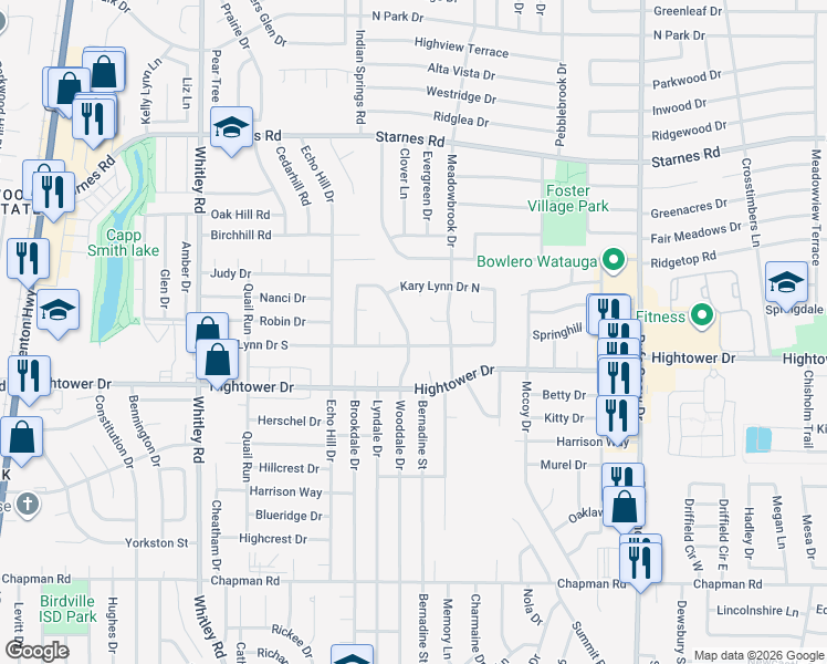 map of restaurants, bars, coffee shops, grocery stores, and more near 6357 Cascade Circle in Watauga