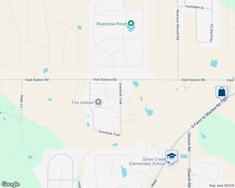 map of restaurants, bars, coffee shops, grocery stores, and more near 123 Overlook Trail in Azle