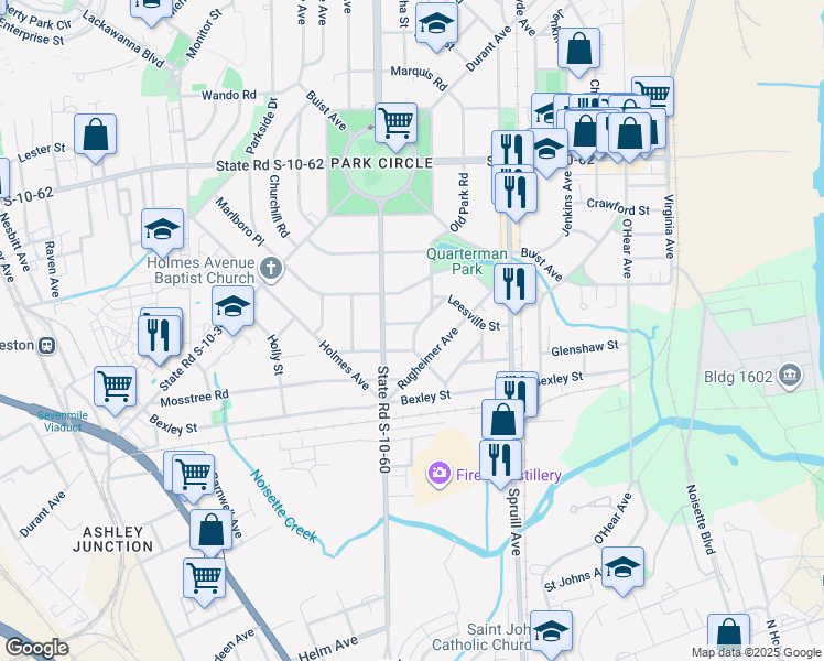 map of restaurants, bars, coffee shops, grocery stores, and more near 4442 South Rhett Avenue in North Charleston