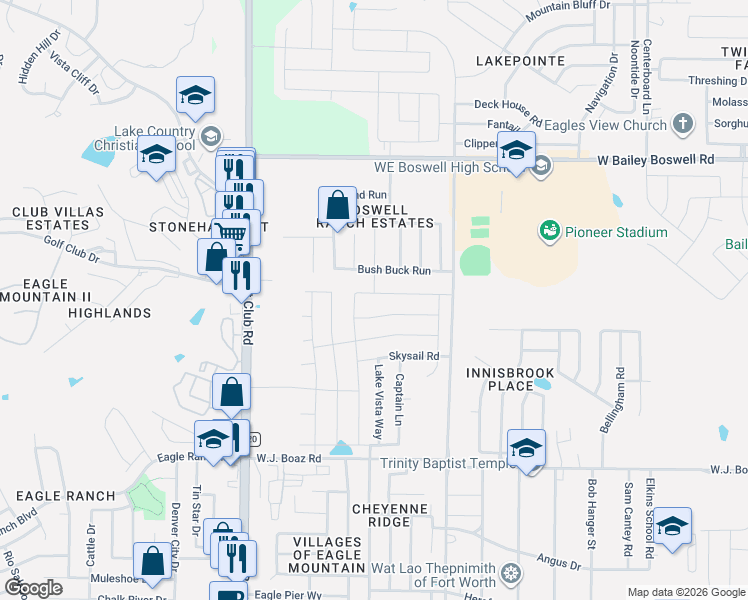 map of restaurants, bars, coffee shops, grocery stores, and more near 6264 Jackstaff Drive in Fort Worth