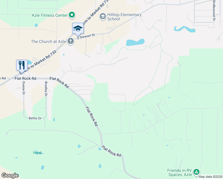 map of restaurants, bars, coffee shops, grocery stores, and more near 142 Mulligan Lane in Azle