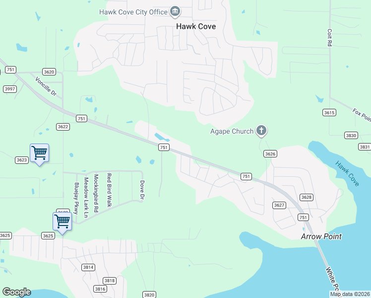 map of restaurants, bars, coffee shops, grocery stores, and more near 9656 Farm to Market Road 751 in Quinlan