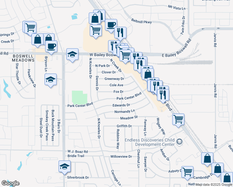 map of restaurants, bars, coffee shops, grocery stores, and more near 509 Fox Drive in Saginaw