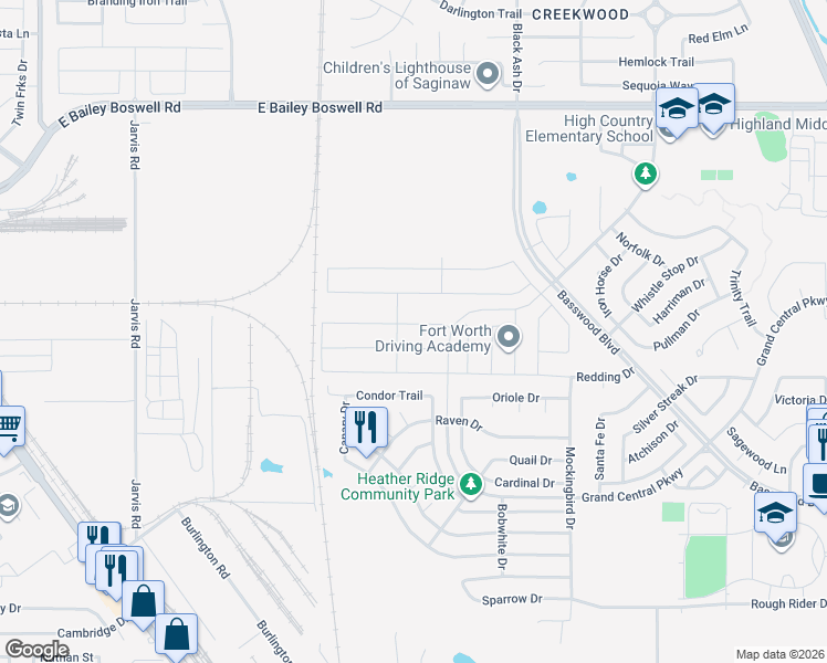 map of restaurants, bars, coffee shops, grocery stores, and more near 565 Lindisfarne Lane in Saginaw