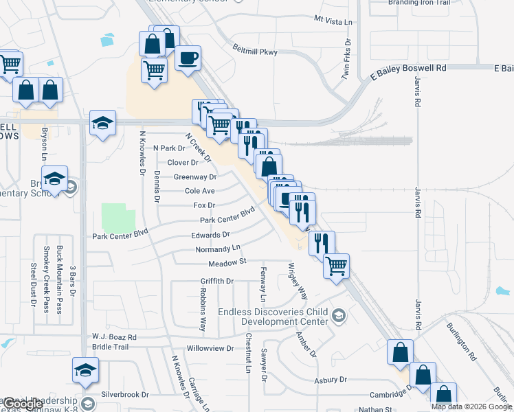 map of restaurants, bars, coffee shops, grocery stores, and more near 1101 Georgian Road East in Saginaw
