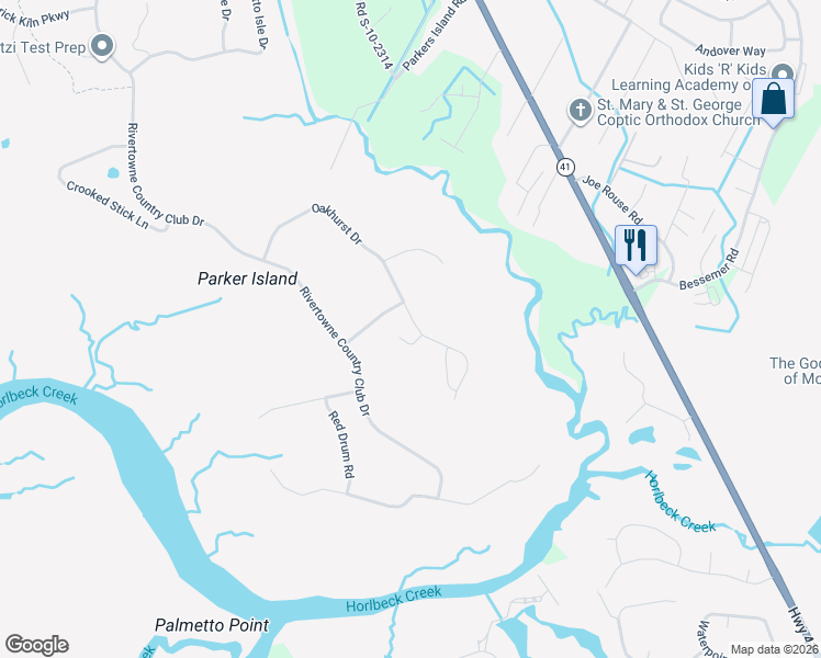 map of restaurants, bars, coffee shops, grocery stores, and more near 2800 Carolina Isle Drive in Mount Pleasant