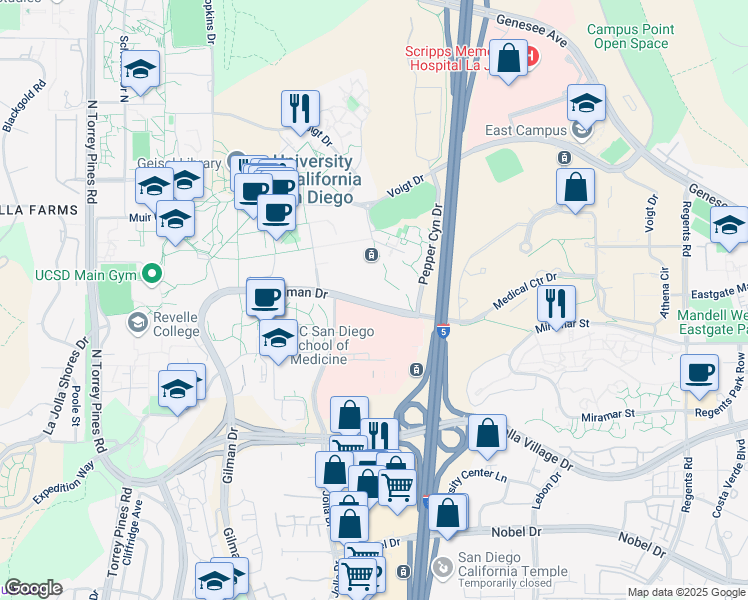 map of restaurants, bars, coffee shops, grocery stores, and more near in San Diego