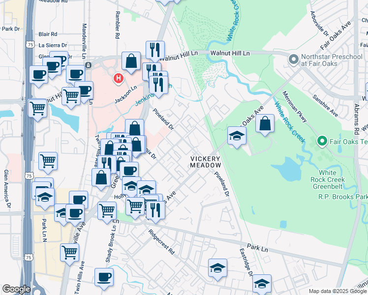map of restaurants, bars, coffee shops, grocery stores, and more near in Dallas