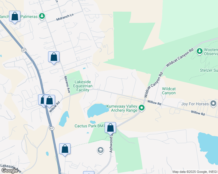 map of restaurants, bars, coffee shops, grocery stores, and more near 12718 Willow Road in Lakeside