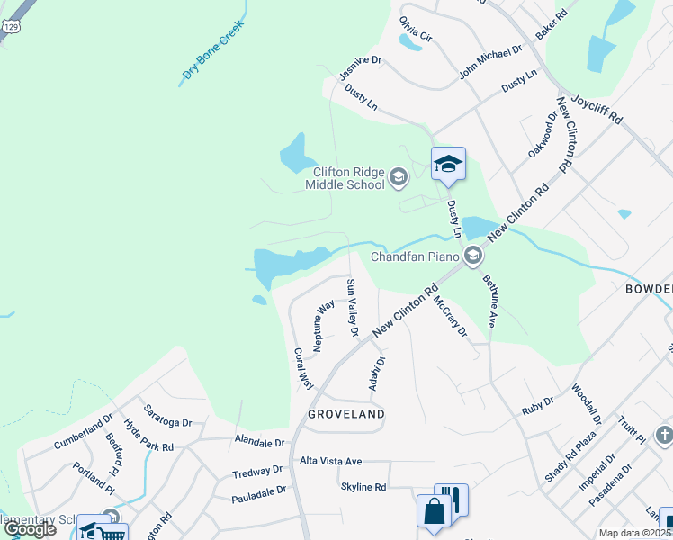 map of restaurants, bars, coffee shops, grocery stores, and more near 2860 Coral Way in Macon