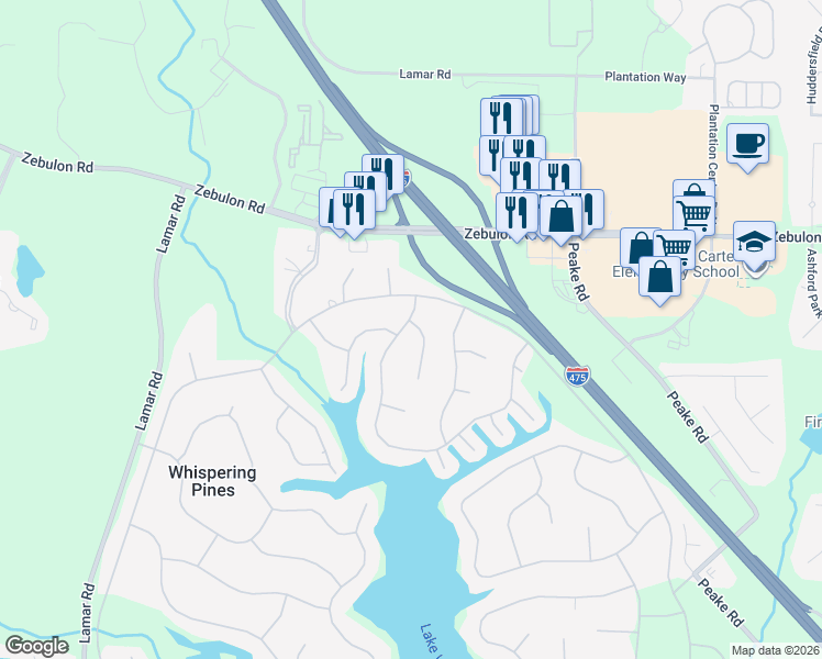map of restaurants, bars, coffee shops, grocery stores, and more near 209 Jefferson Circle in Macon