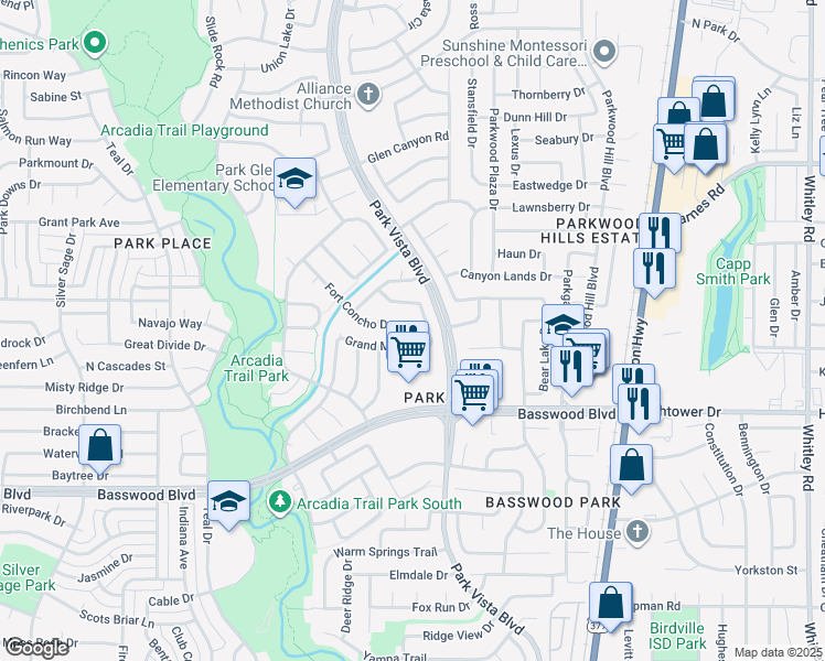 map of restaurants, bars, coffee shops, grocery stores, and more near 5348 Fort Concho Drive in Fort Worth