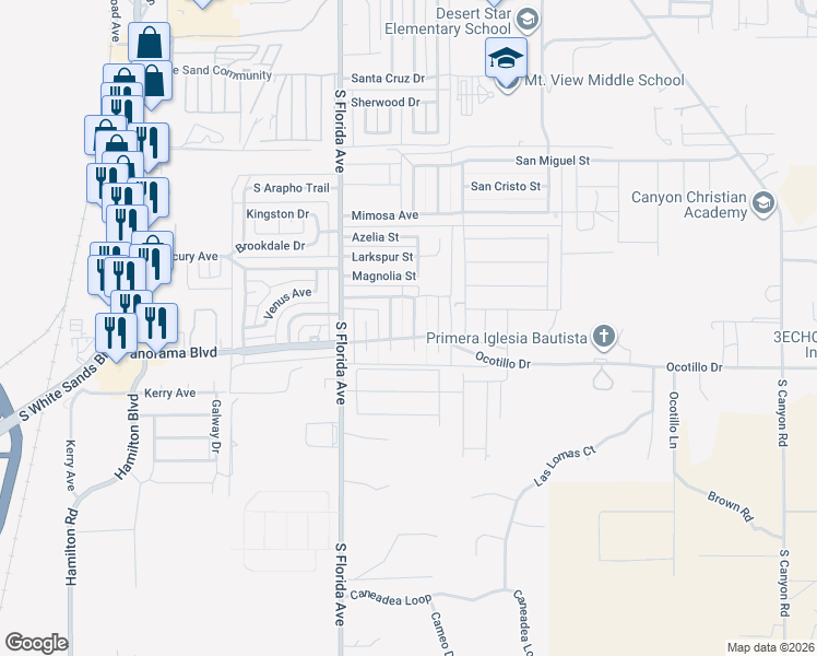 map of restaurants, bars, coffee shops, grocery stores, and more near 1312 Incredible Drive in Alamogordo