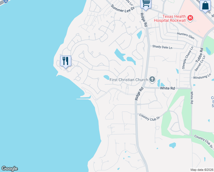 map of restaurants, bars, coffee shops, grocery stores, and more near 6101 Volunteer Place in Rockwall