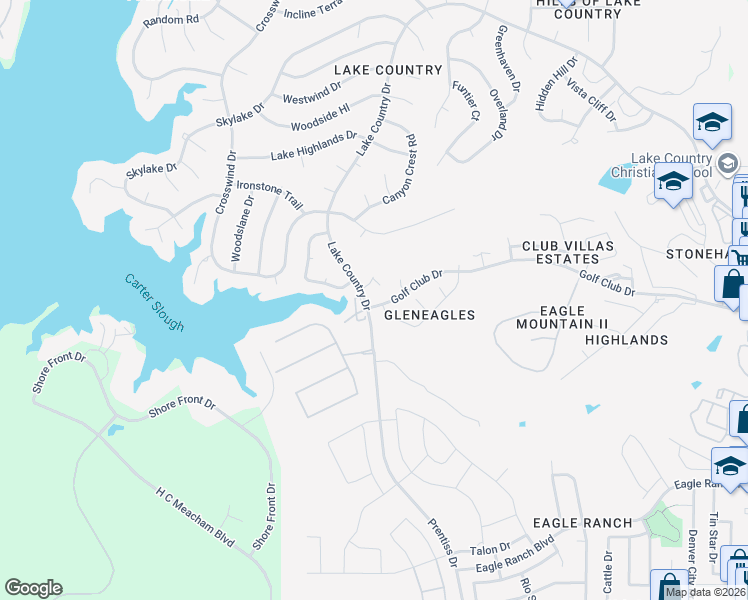 map of restaurants, bars, coffee shops, grocery stores, and more near 8500 Lake Country Drive in Saginaw