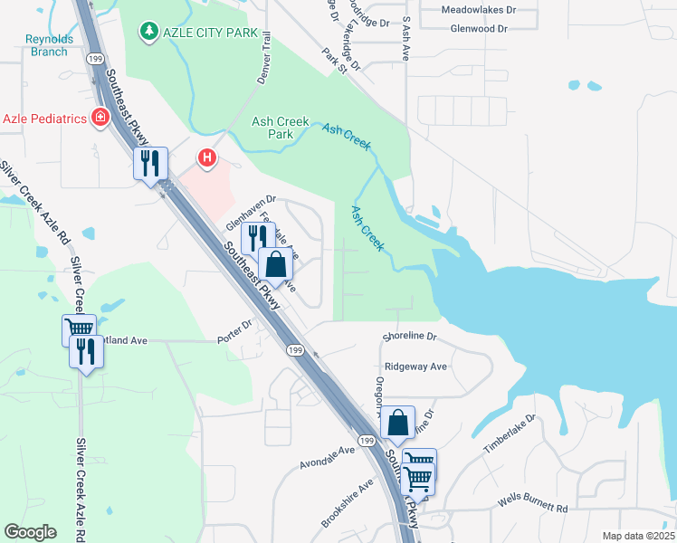 map of restaurants, bars, coffee shops, grocery stores, and more near 437 Corriente Trail in Azle