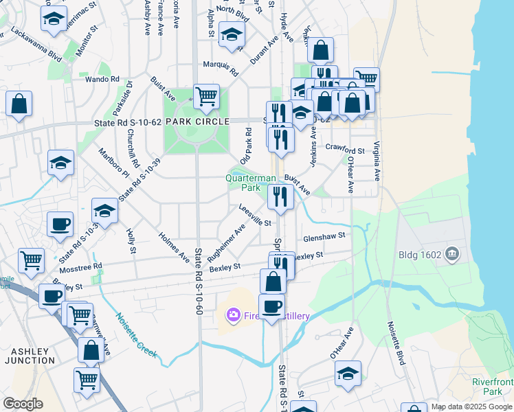 map of restaurants, bars, coffee shops, grocery stores, and more near 4513 Rugheimer Avenue in North Charleston
