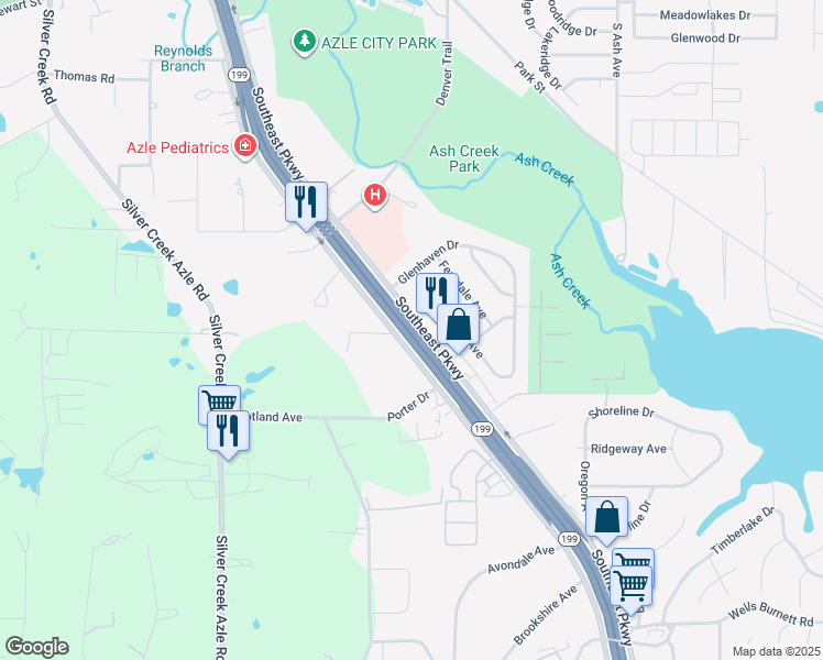 map of restaurants, bars, coffee shops, grocery stores, and more near Jacksboro Highway in Azle
