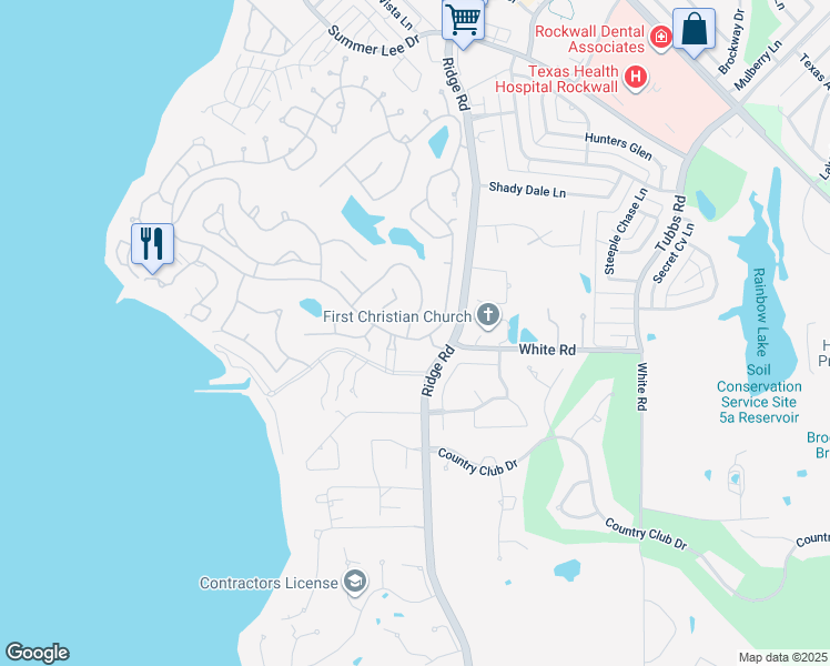map of restaurants, bars, coffee shops, grocery stores, and more near 5912 Yacht Club Drive in Rockwall