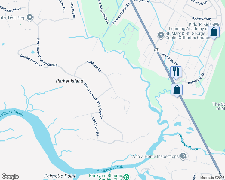 map of restaurants, bars, coffee shops, grocery stores, and more near 2800 Carolina Isle Drive in Mount Pleasant