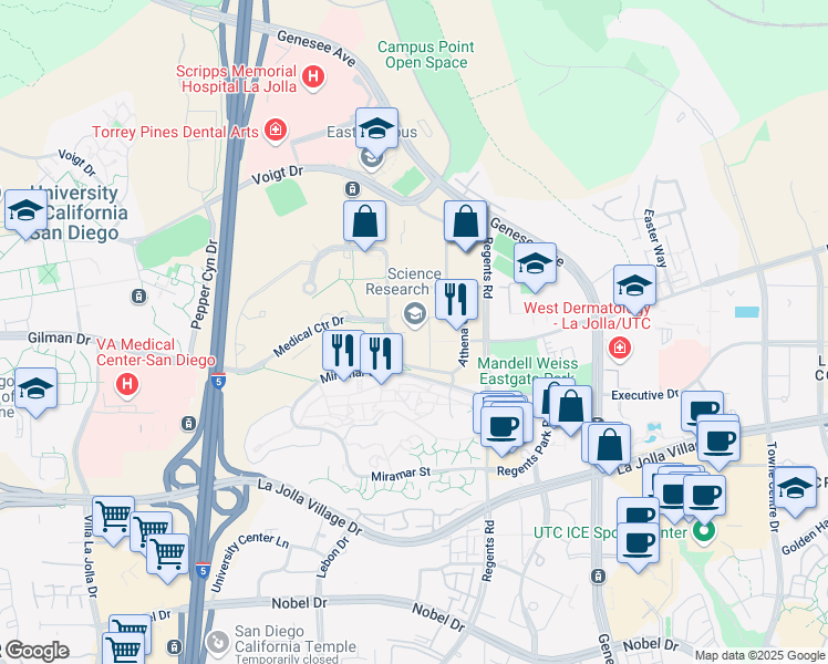 map of restaurants, bars, coffee shops, grocery stores, and more near in San Diego