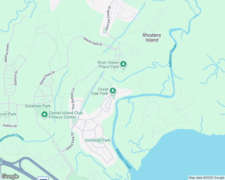 map of restaurants, bars, coffee shops, grocery stores, and more near 405 Creek Landing Street in Charleston