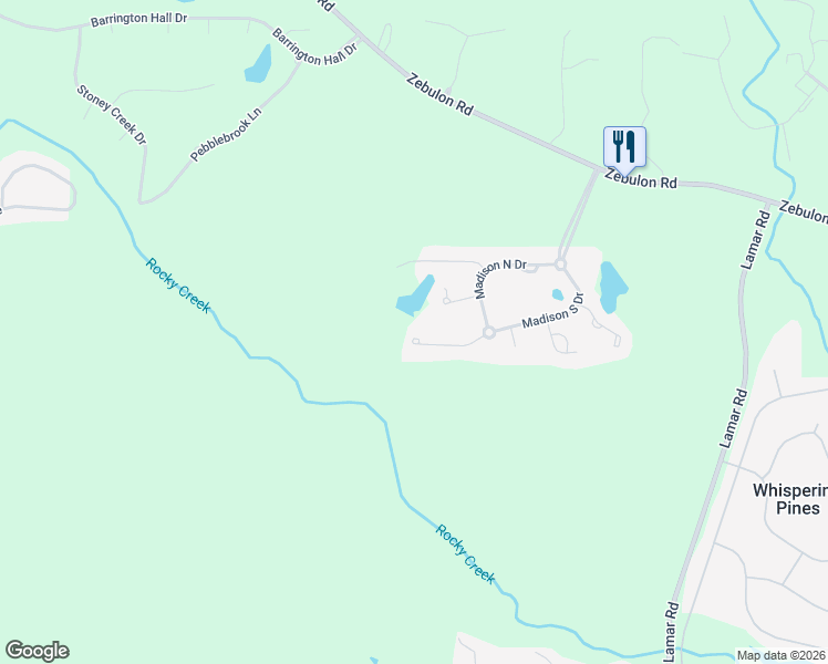 map of restaurants, bars, coffee shops, grocery stores, and more near 727 Latrobe Way in Macon