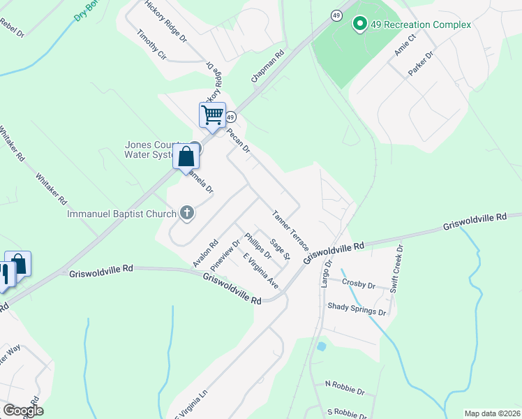 map of restaurants, bars, coffee shops, grocery stores, and more near 160 Avalon Road in Macon