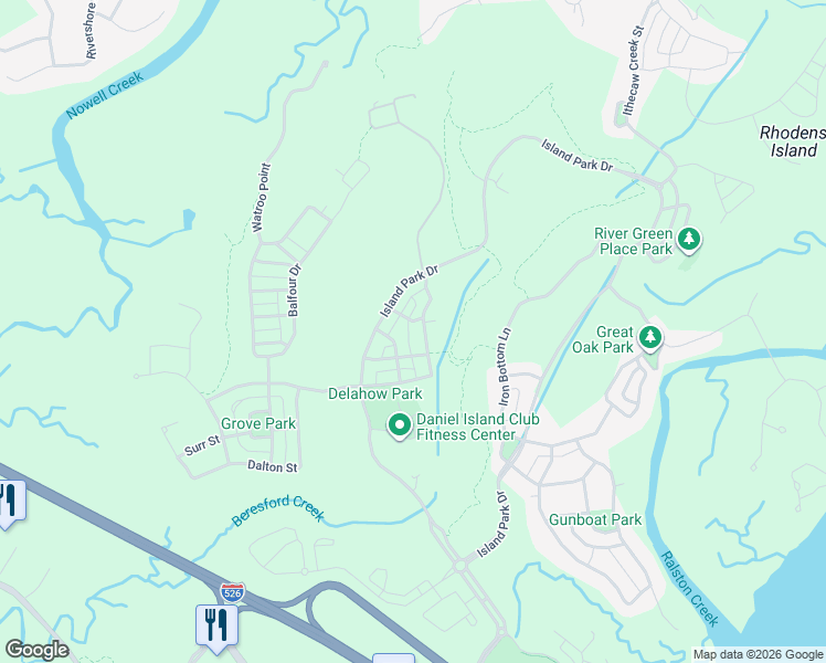 map of restaurants, bars, coffee shops, grocery stores, and more near 251 Delahow Street in Charleston