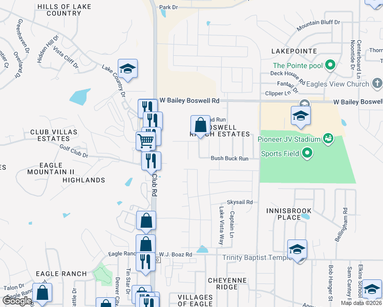 map of restaurants, bars, coffee shops, grocery stores, and more near 8209 Spotted Doe Drive in Fort Worth