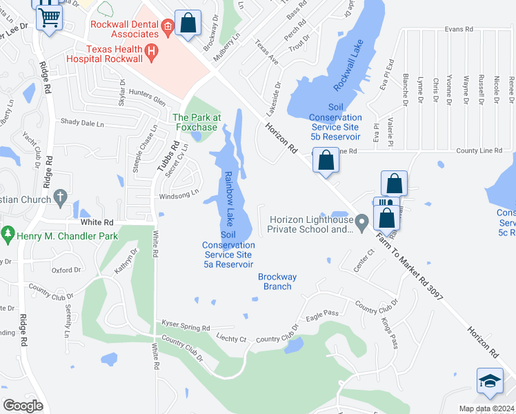 map of restaurants, bars, coffee shops, grocery stores, and more near 5232 Medical Drive in Rockwall