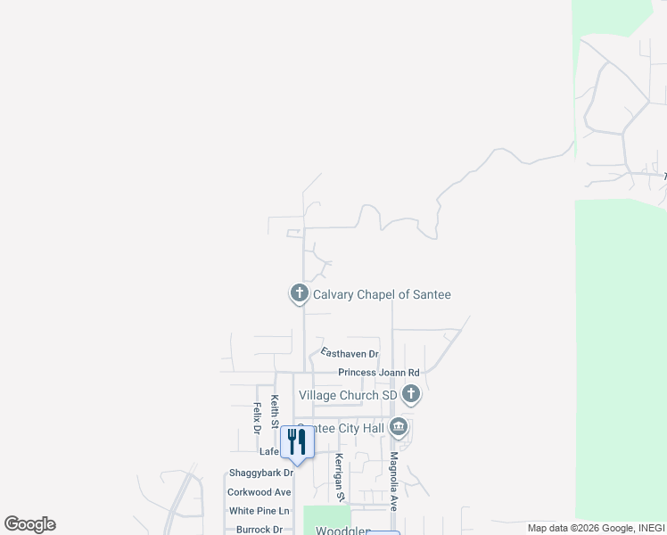 map of restaurants, bars, coffee shops, grocery stores, and more near 11009 Summit Avenue in Santee
