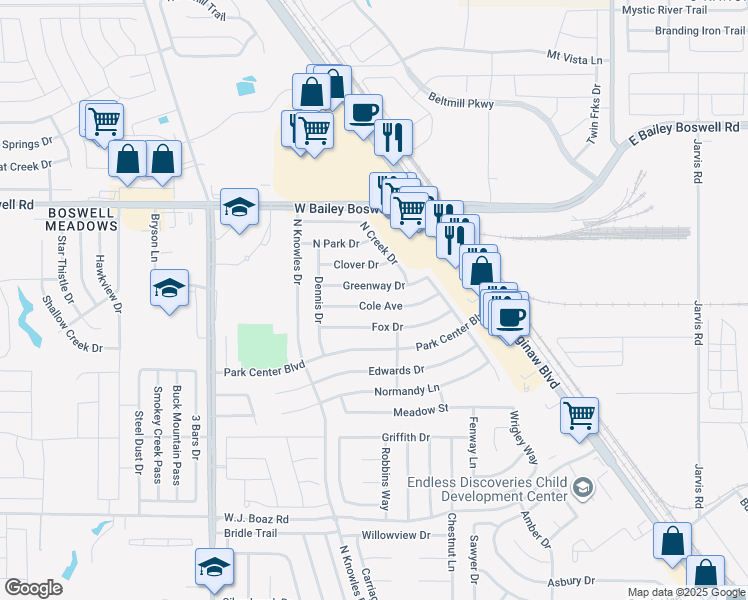 map of restaurants, bars, coffee shops, grocery stores, and more near 516 Cole Avenue in Saginaw